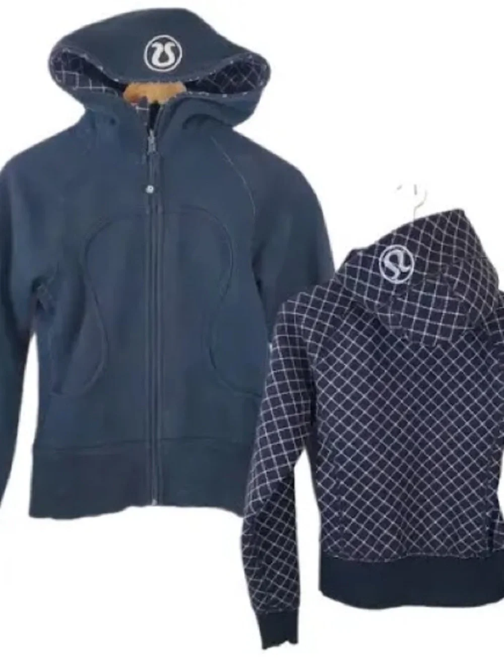 lululemon athletica reversible scuba hoodie black and diamond print size XS